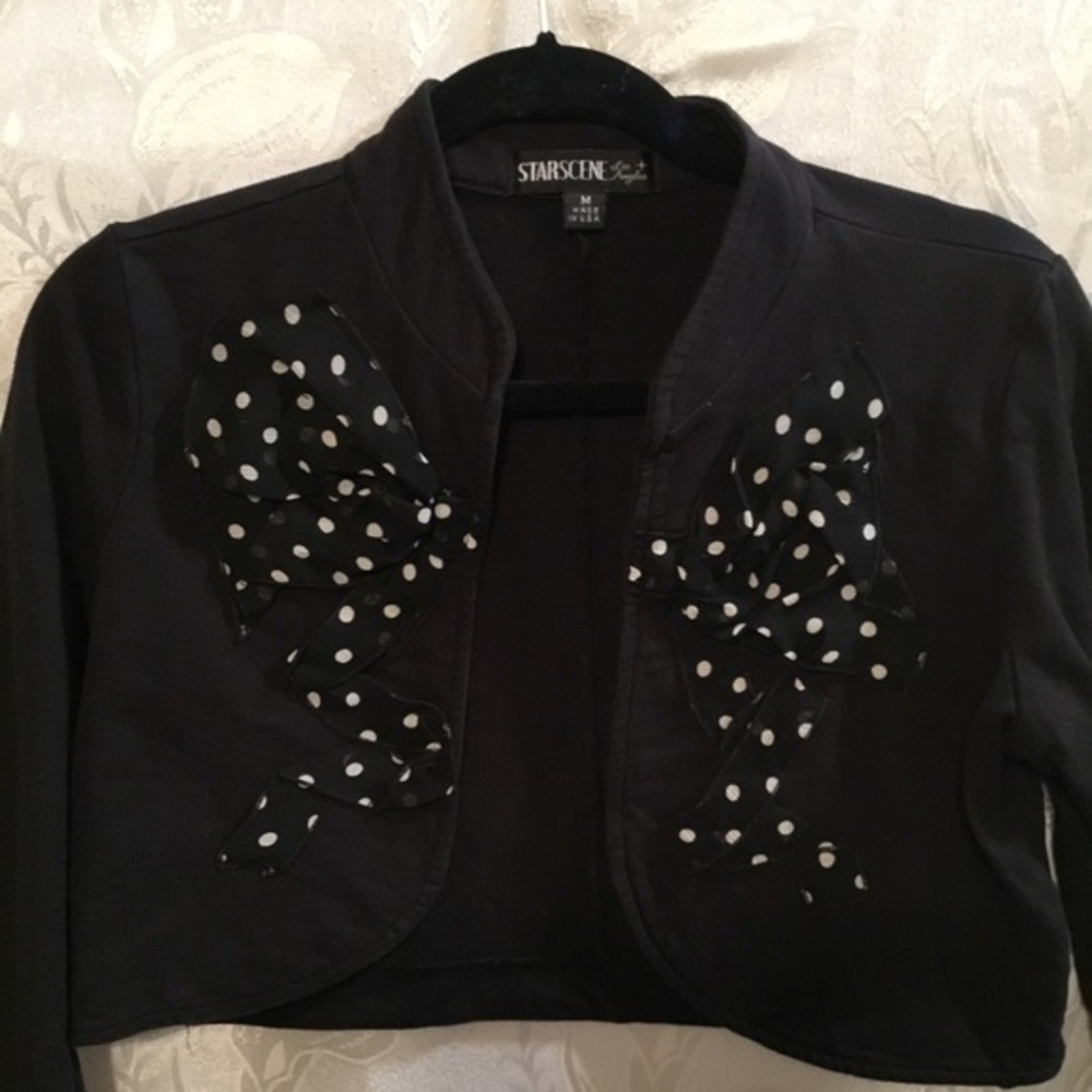 Star Scene Black Cropped Open Front Jacket